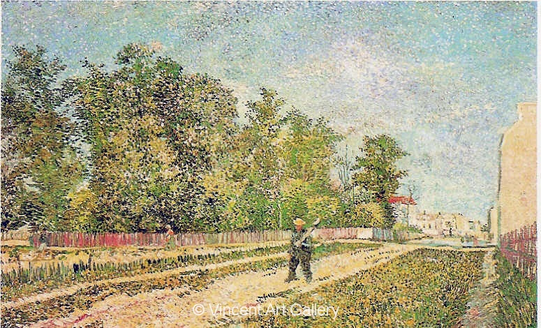JH1260, Outskirts of Paris,  Road with Peasant Shouldering a Spade